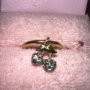 VINTAGE Juicy Couture Gold Cherry Ring with Silver Accents *missing tiny crystal
